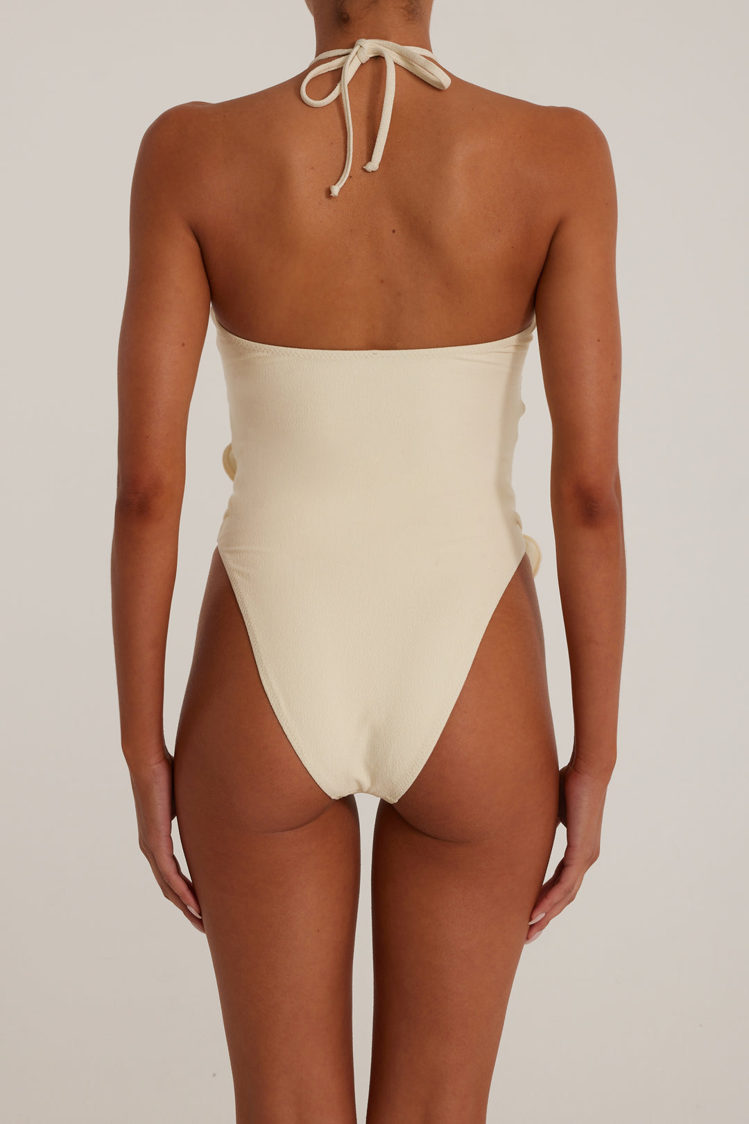 Rosette Cut Out One Piece (Faux Suede Cream/Cream)