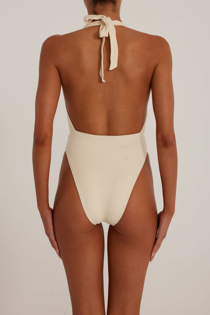 Rosette V One Piece (Faux Suede Cream/Cream)