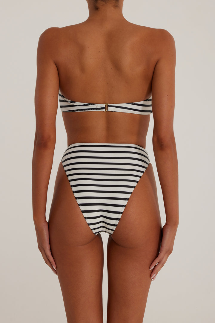 Rosette High Rise Bottom (Cream Black Stripe)