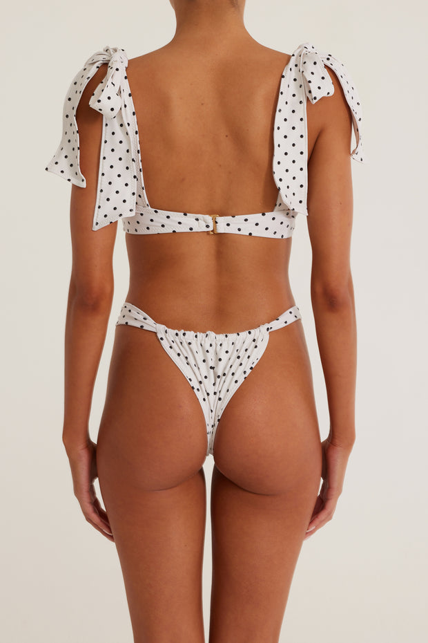 Ruched Bottom (Cream Black Polka Dot)