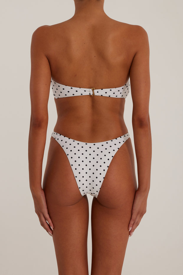 Knotted Bandeau Top (Cream Black Polka Dot)