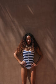 The Grace Tank One Piece (Navy Cream Stripe/White)