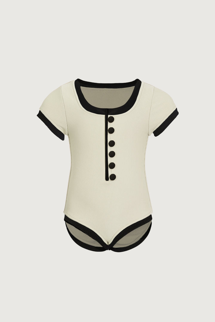 gracie one piece (ribbed cream/black)