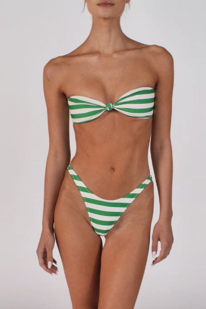 Knotted Bandeau Top (Green Stripe)