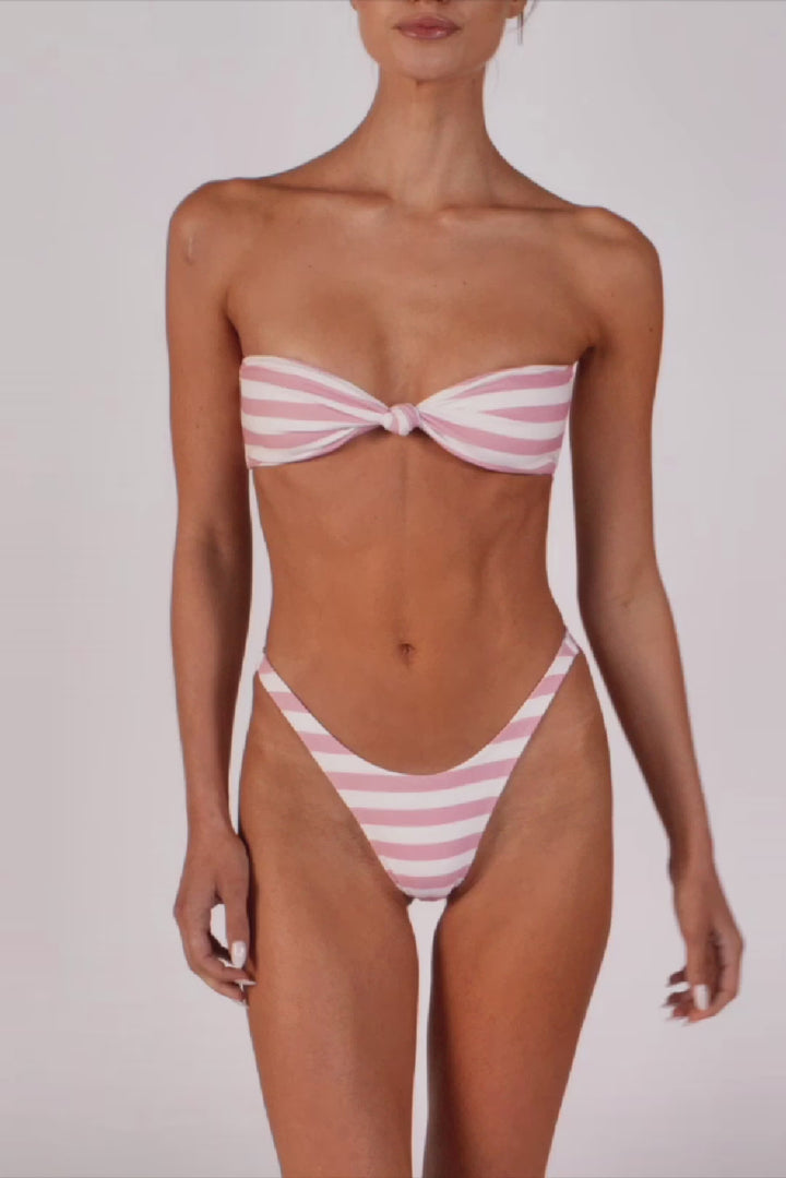 Knotted Bandeau Top (Pink Stripe)