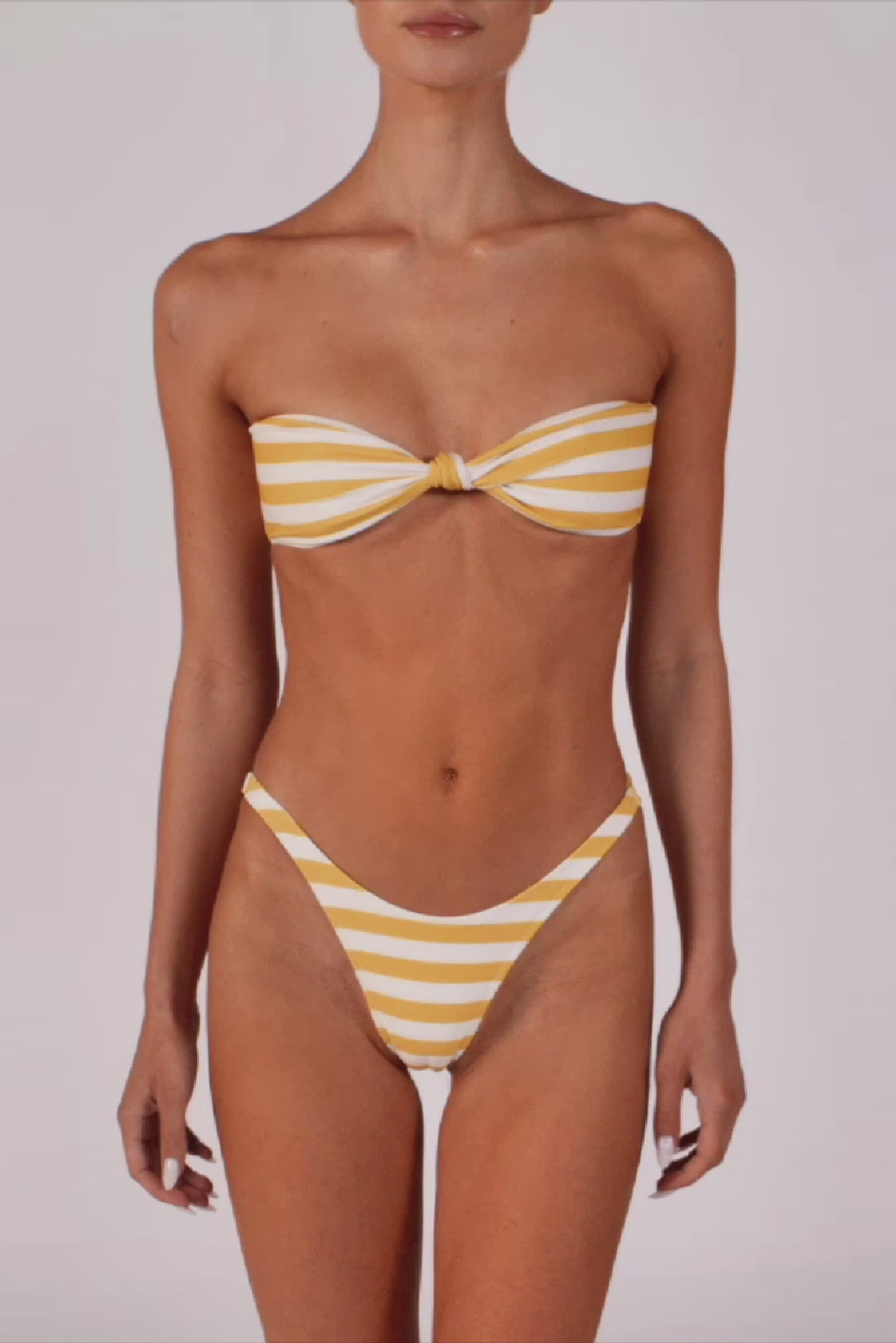 Knotted Bandeau Top (Yellow Stripe)