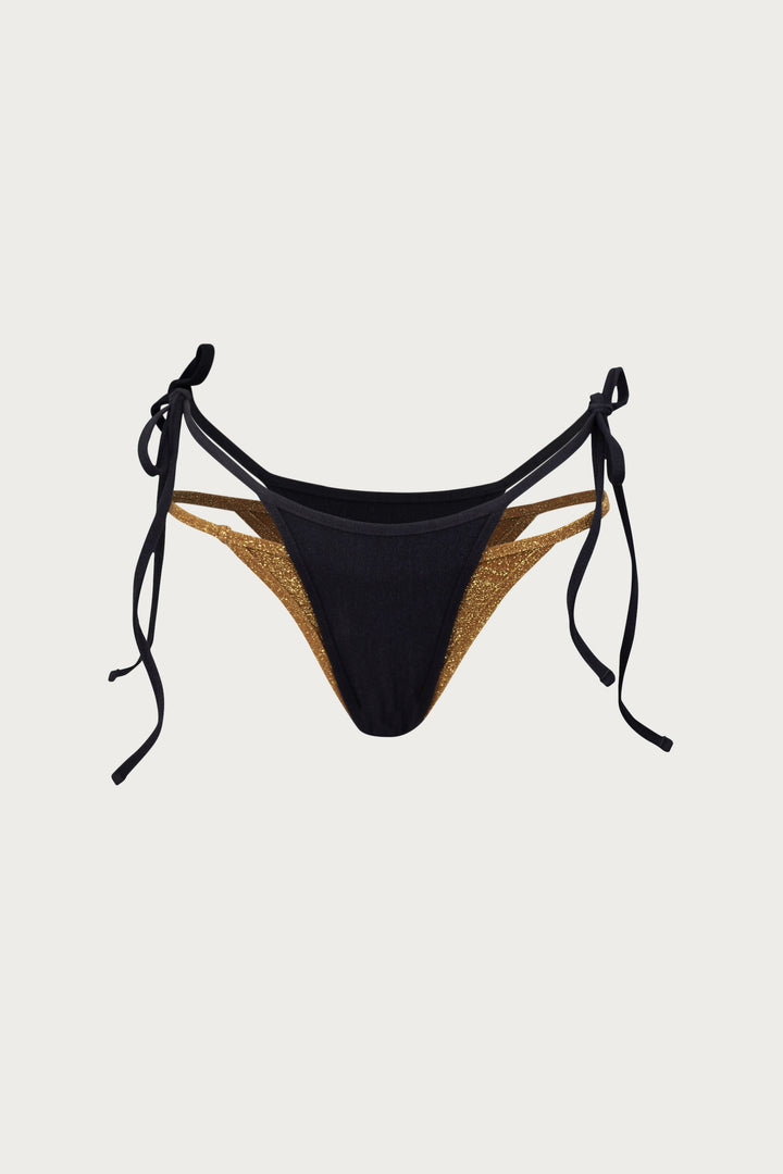 Double Layer Bottom (Faux Suede Black/Mocha Shimmer Lurex)