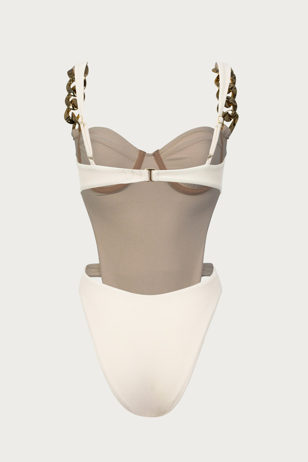 Gold Chain One Piece (Faux Suede Cream)