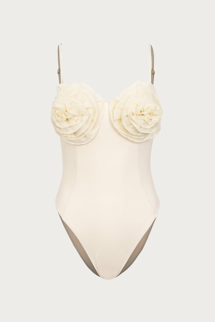 Rose One Piece (Faux Suede Cream/Cream)