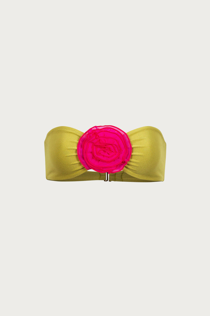 Rose Bandeau Top (Green/Fuchsia)