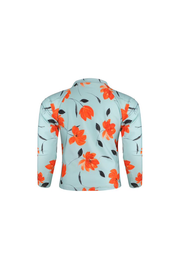 unisex rashguard (blue orange floral)