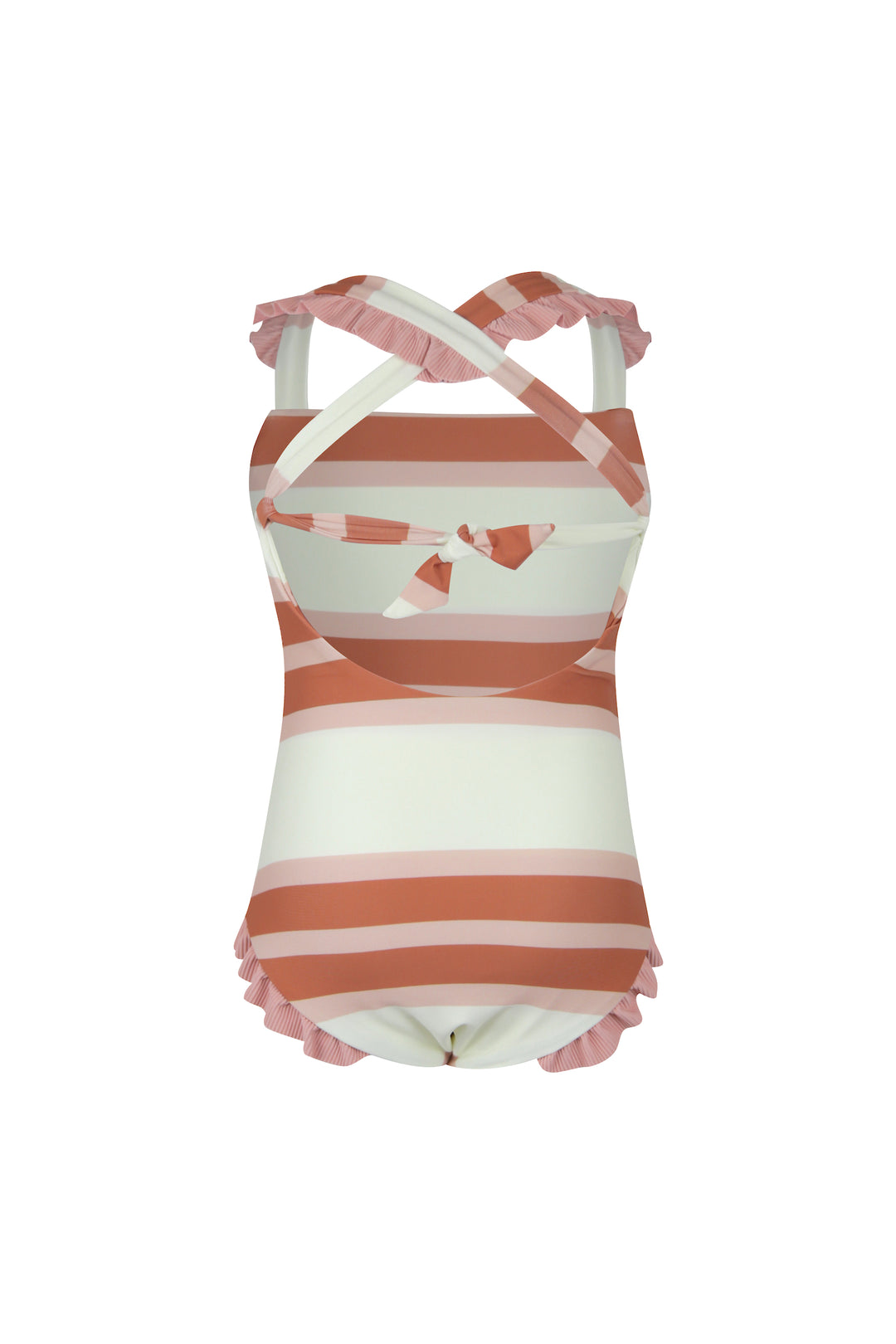 ruffle one piece (cream camel blush stripe/blush)